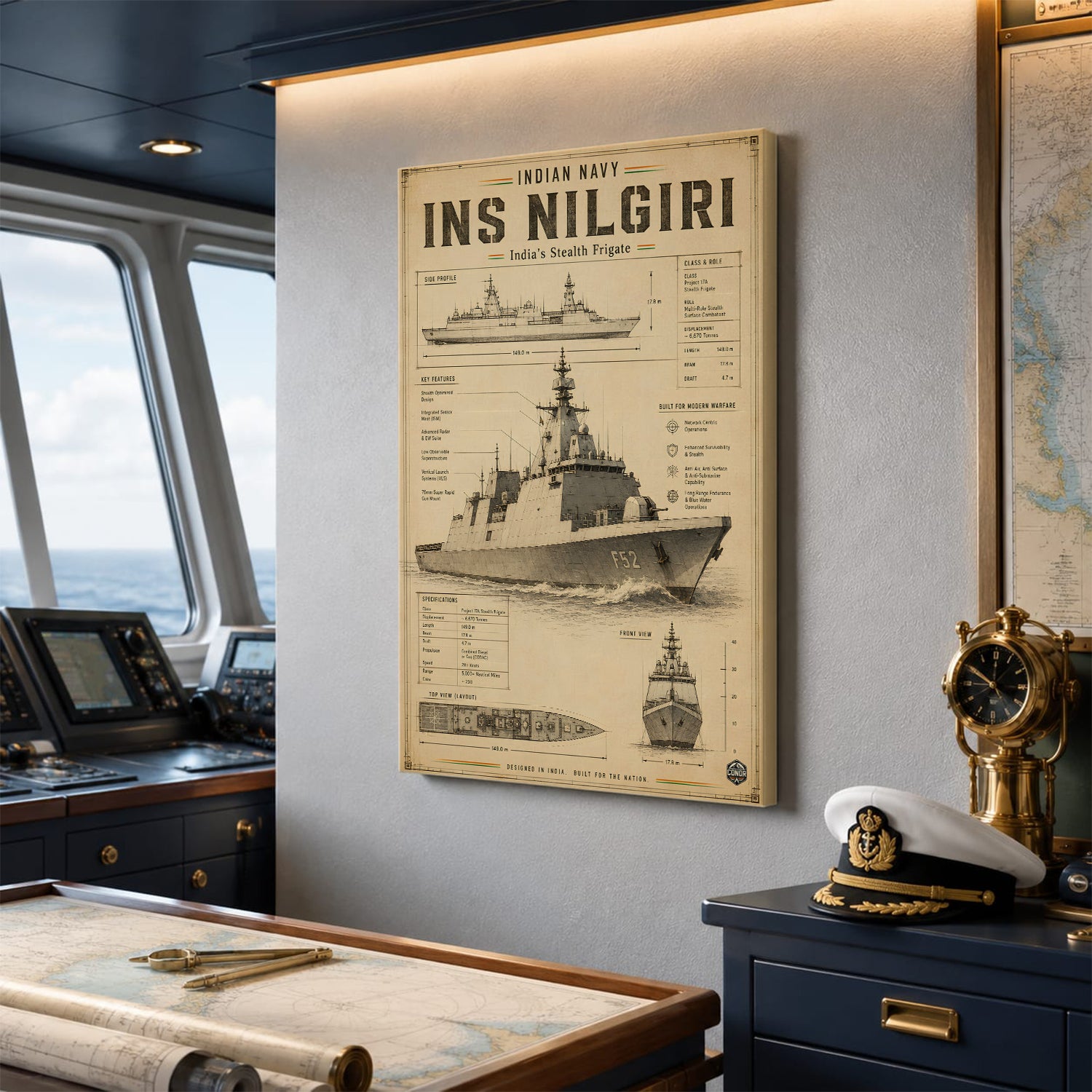 Vintage INS Nilgiri Navy Wall Art (CONQR-BHARAT-NAVY-014)