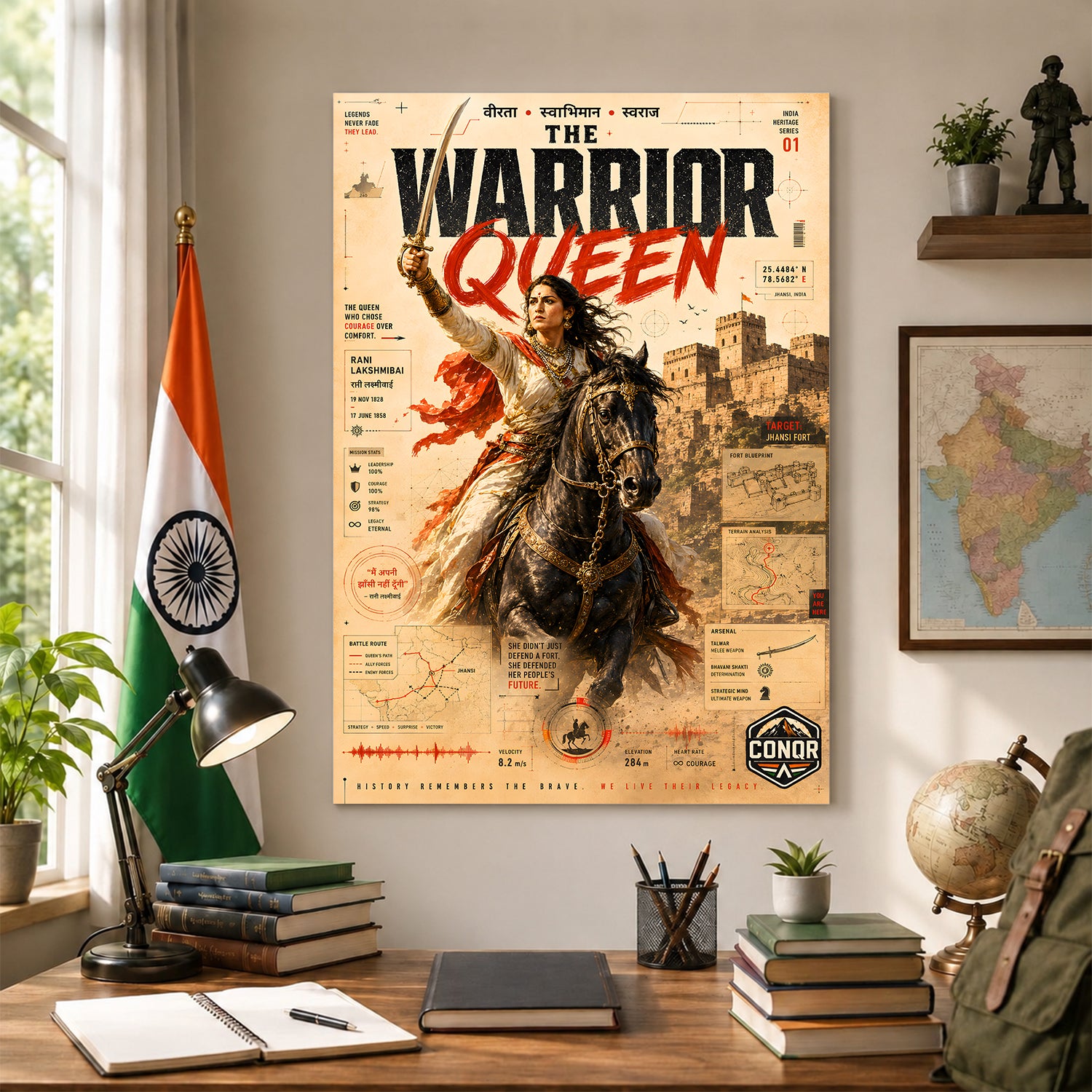 Warrior Queen Vintage Wall Art (CONQR-LAXMIBAI-004)