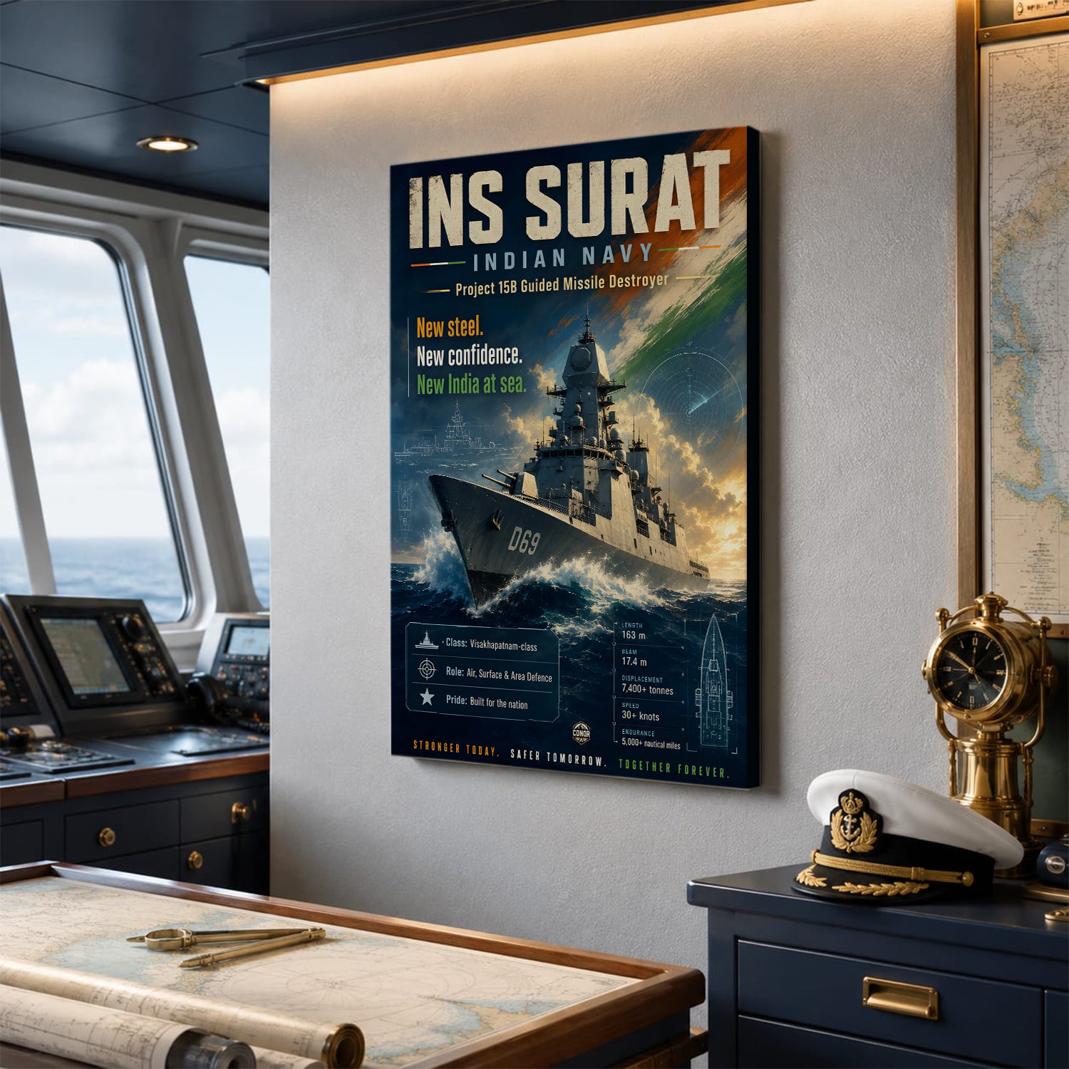 INS Surat Navy Wall Art (CONQR-BHARAT-NAVY-007)
