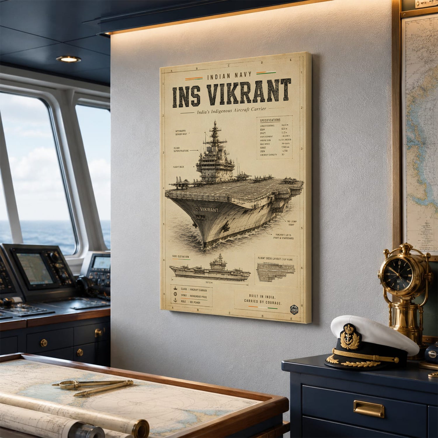 Vintage INS Vikrant Navy Wall Art (CONQR-BHARAT-NAVY-011)