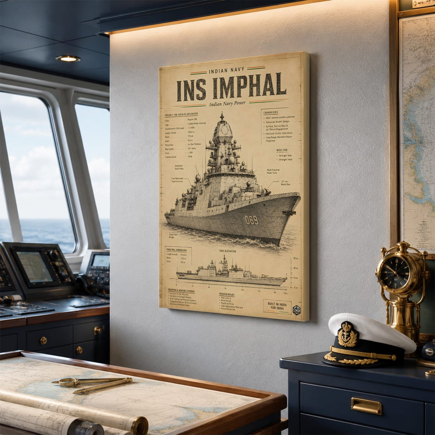 Vintage INS Imphal Navy Wall Art (CONQR-BHARAT-NAVY-019)
