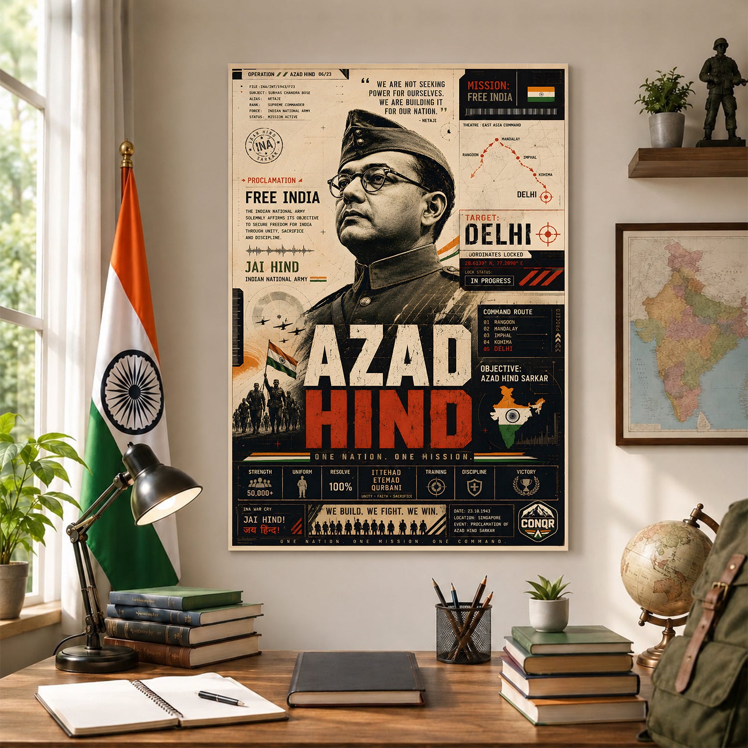 Azad Hind Commander Wall Art (CONQR-BHARAT-BOSE-002)