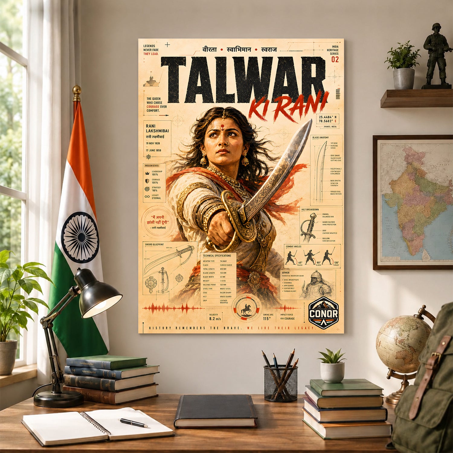 Talwar Ki Rani Wall Art (CONQR-LAXMIBAI-006)