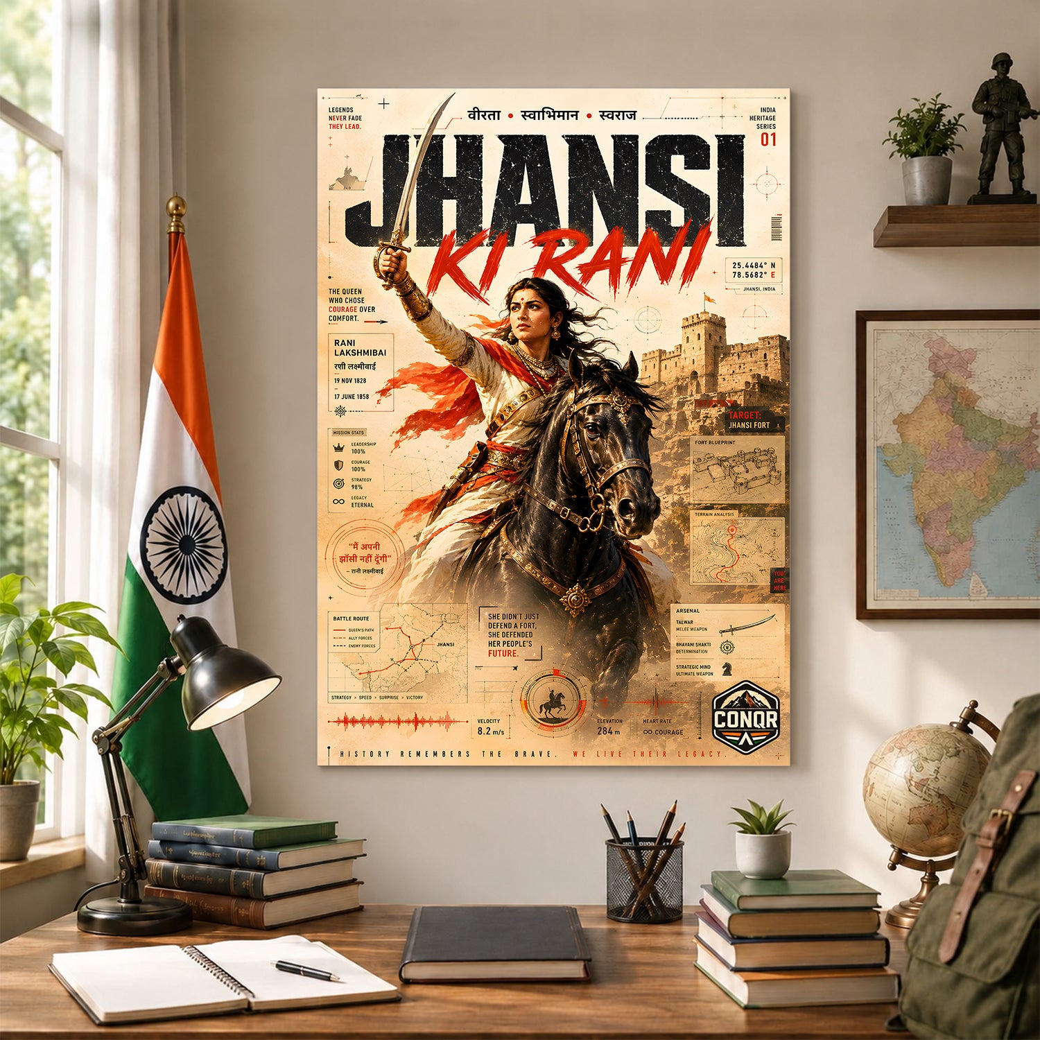 Jhansi Ki Rani Wall Art (CONQR-LAXMIBAI-001)