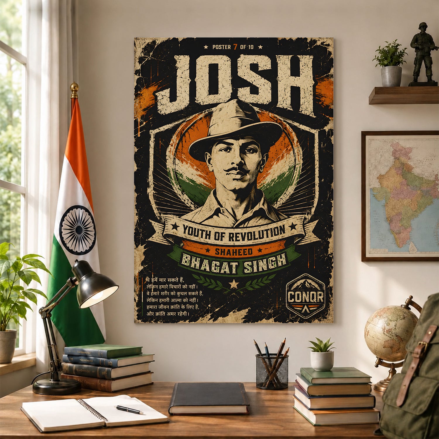 Bhagat Singh Braveheart Canvas Wall Art (CONQR-BHART-BHAGAT-007)