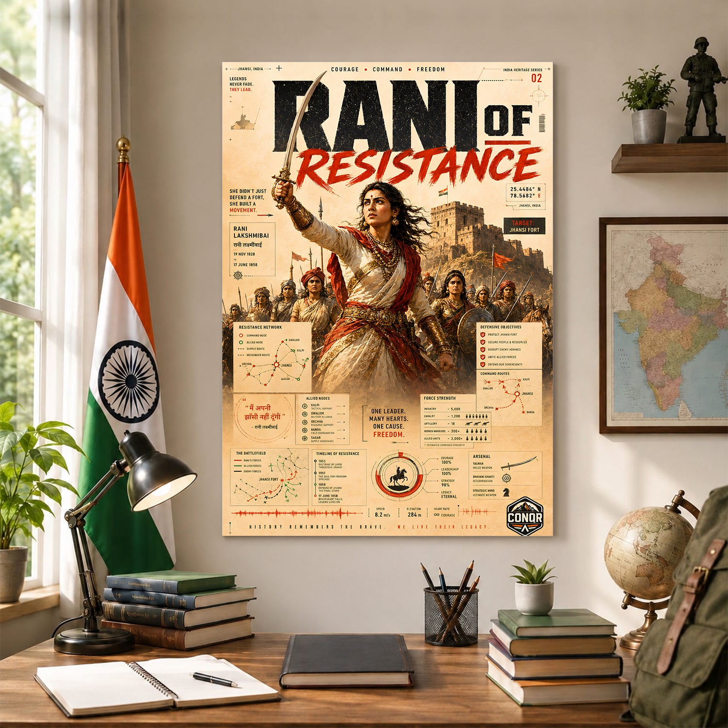 Rani of Resistance Vintage Wall Art (CONQR-LAXMIBAI-007)