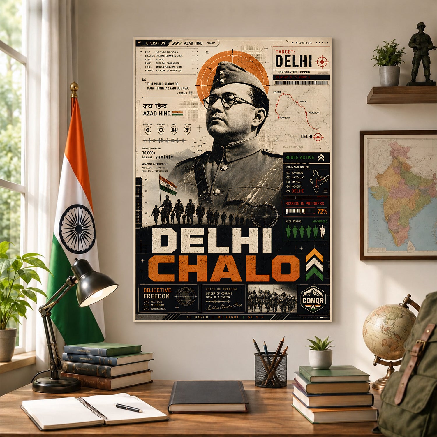 Dilli Chalo Netaji Wall Art (CONQR-BHARAT-BOSE-003)