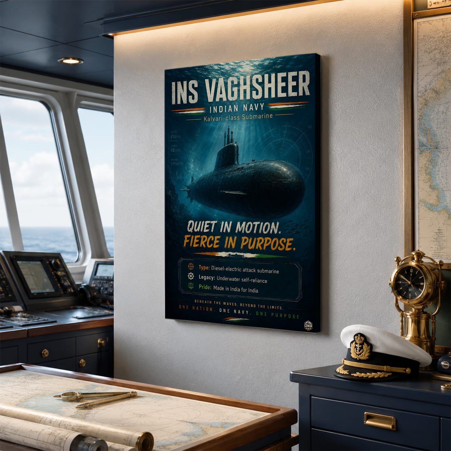 INS Vagsheer Submarine Wall Art (CONQR-BHARAT-NAVY-010)