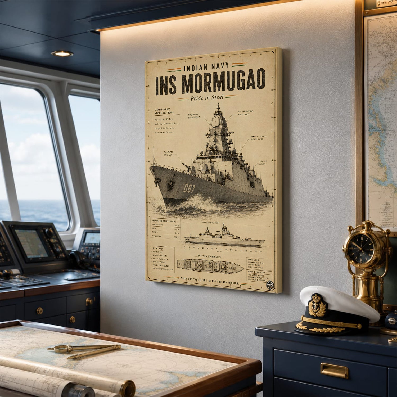 Vintage INS Mormugao Navy Wall Art (CONQR-BHARAT-NAVY-018)