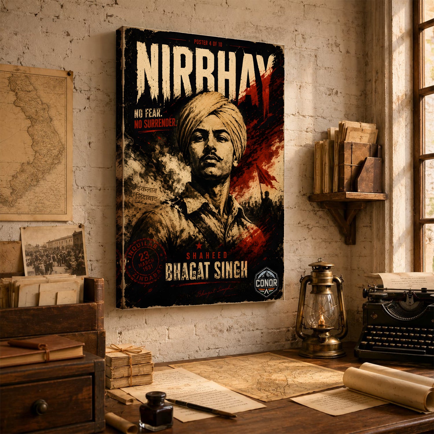 Bhagat Singh Freedom Warrior Wall Art (CONQR-BHART-BHAGAT-004)