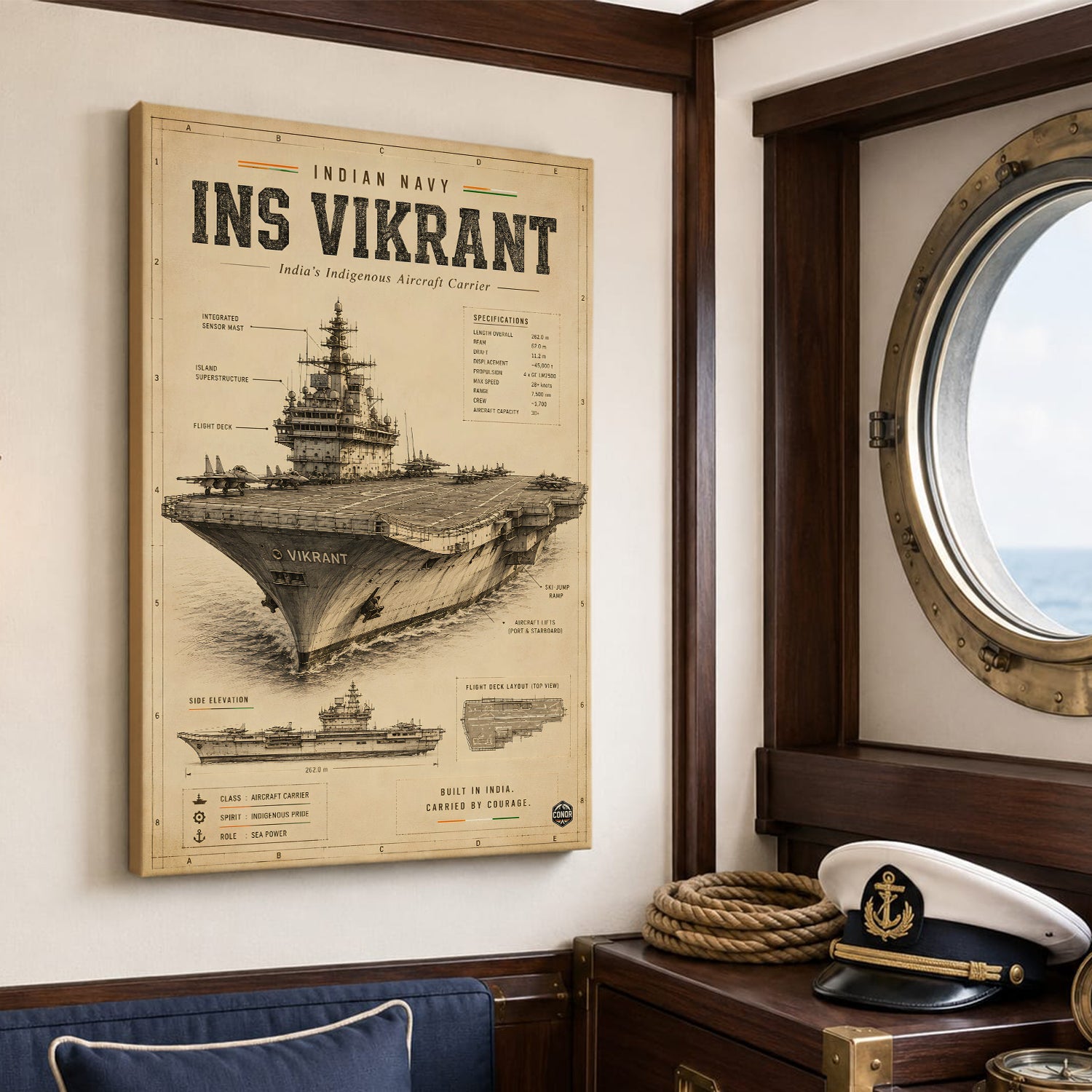 Vintage INS Vikrant Navy Wall Art (CONQR-BHARAT-NAVY-011)