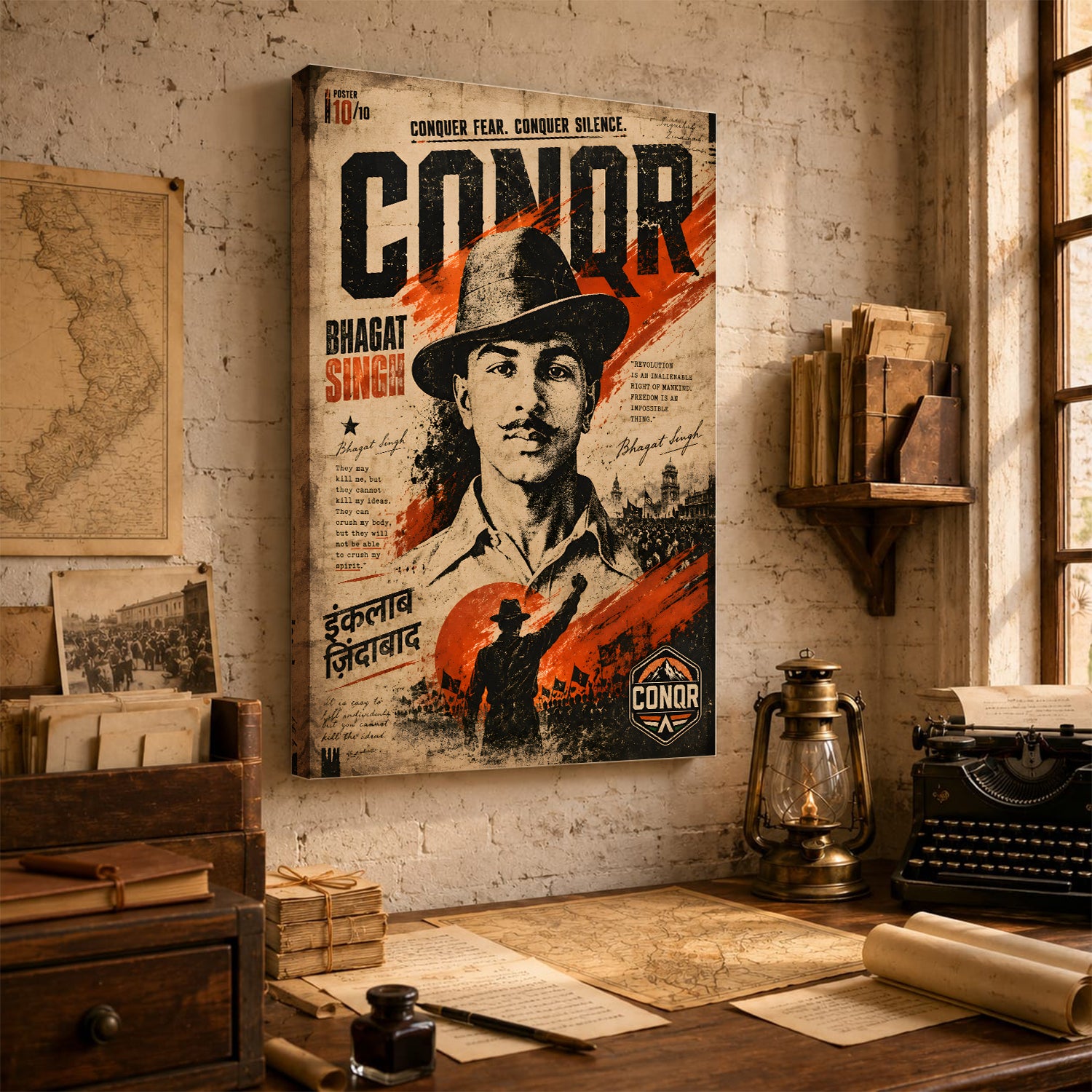Bhagat Singh Eternal Flame Wall Art (CONQR-BHART-BHAGAT-010)