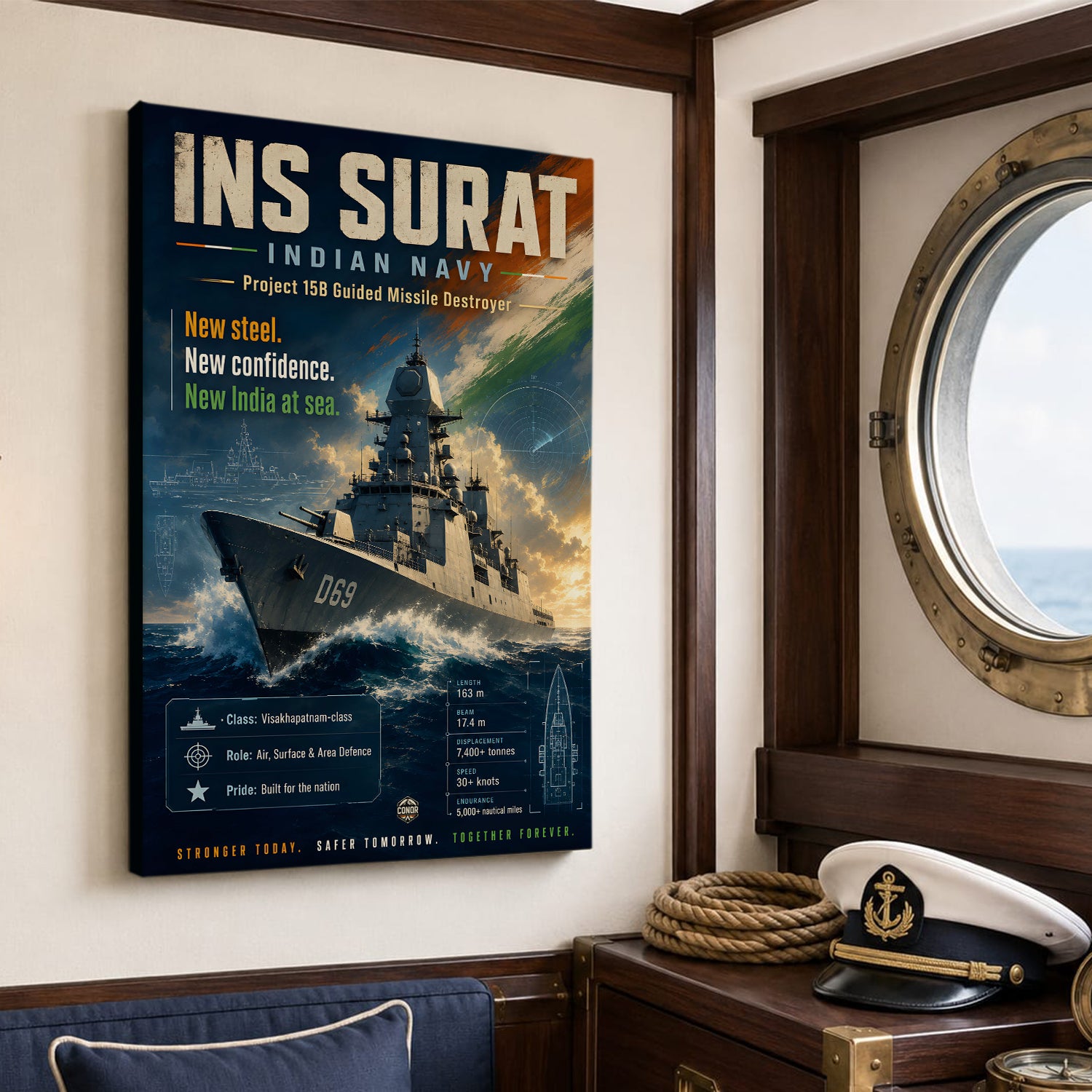 INS Surat Navy Wall Art (CONQR-BHARAT-NAVY-007)