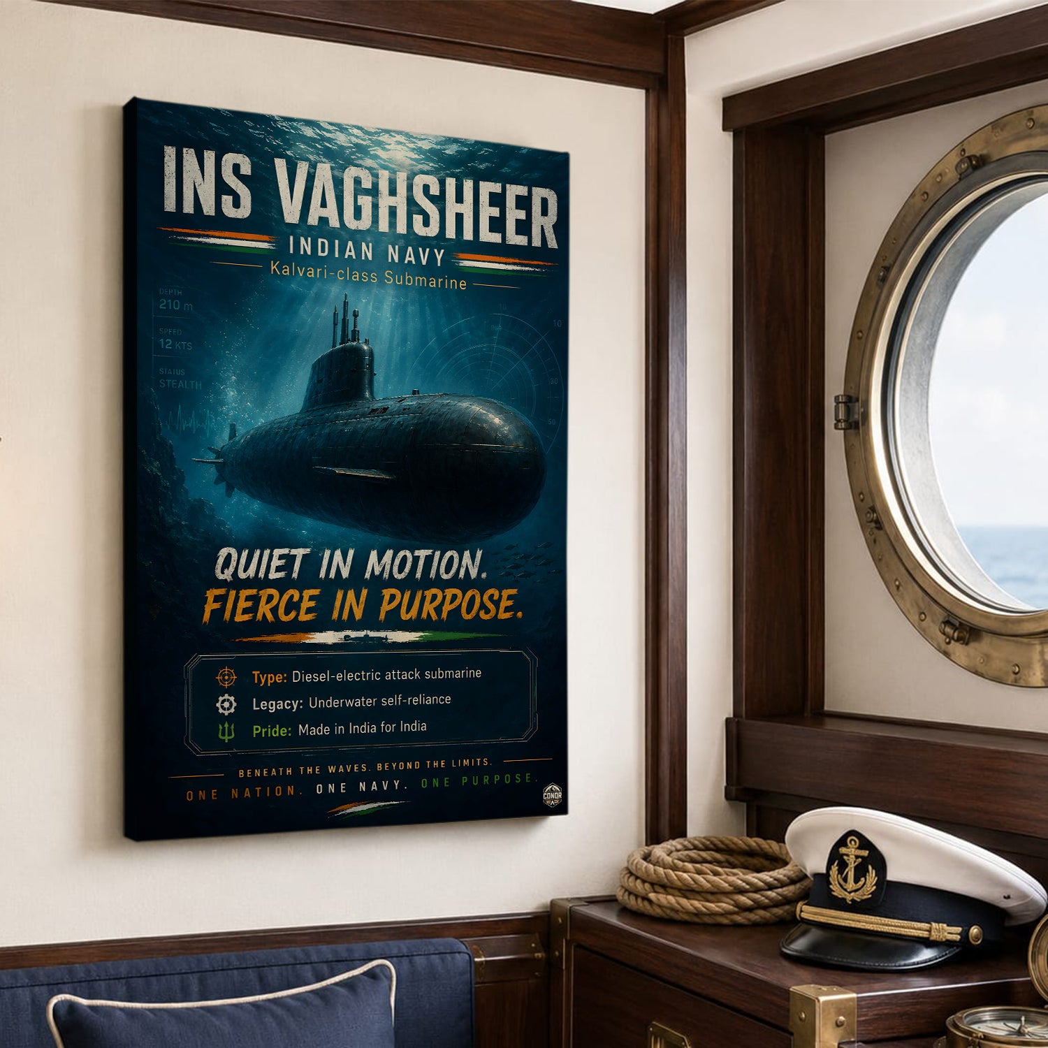 INS Vagsheer Submarine Wall Art (CONQR-BHARAT-NAVY-010)