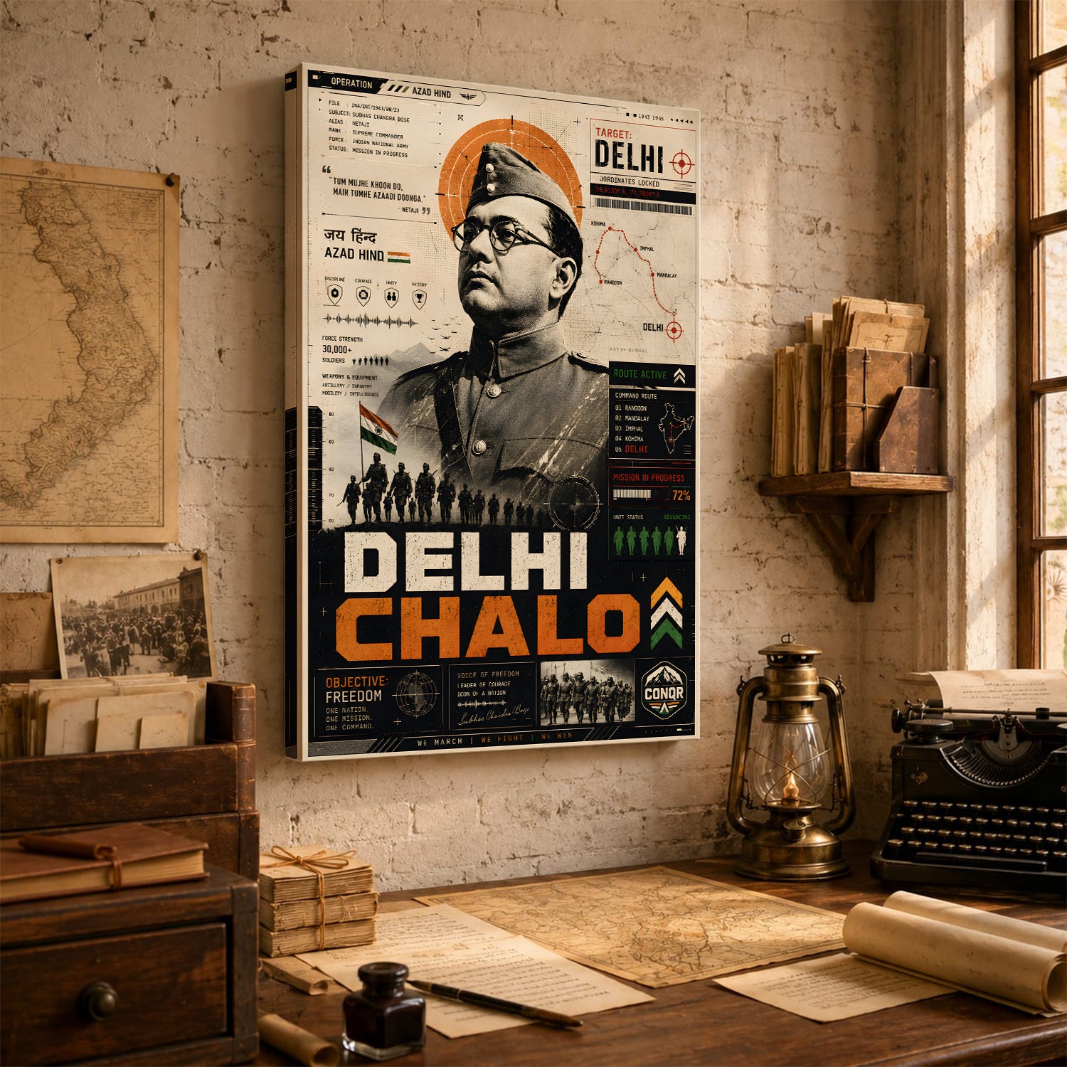 Dilli Chalo Netaji Wall Art (CONQR-BHARAT-BOSE-003)