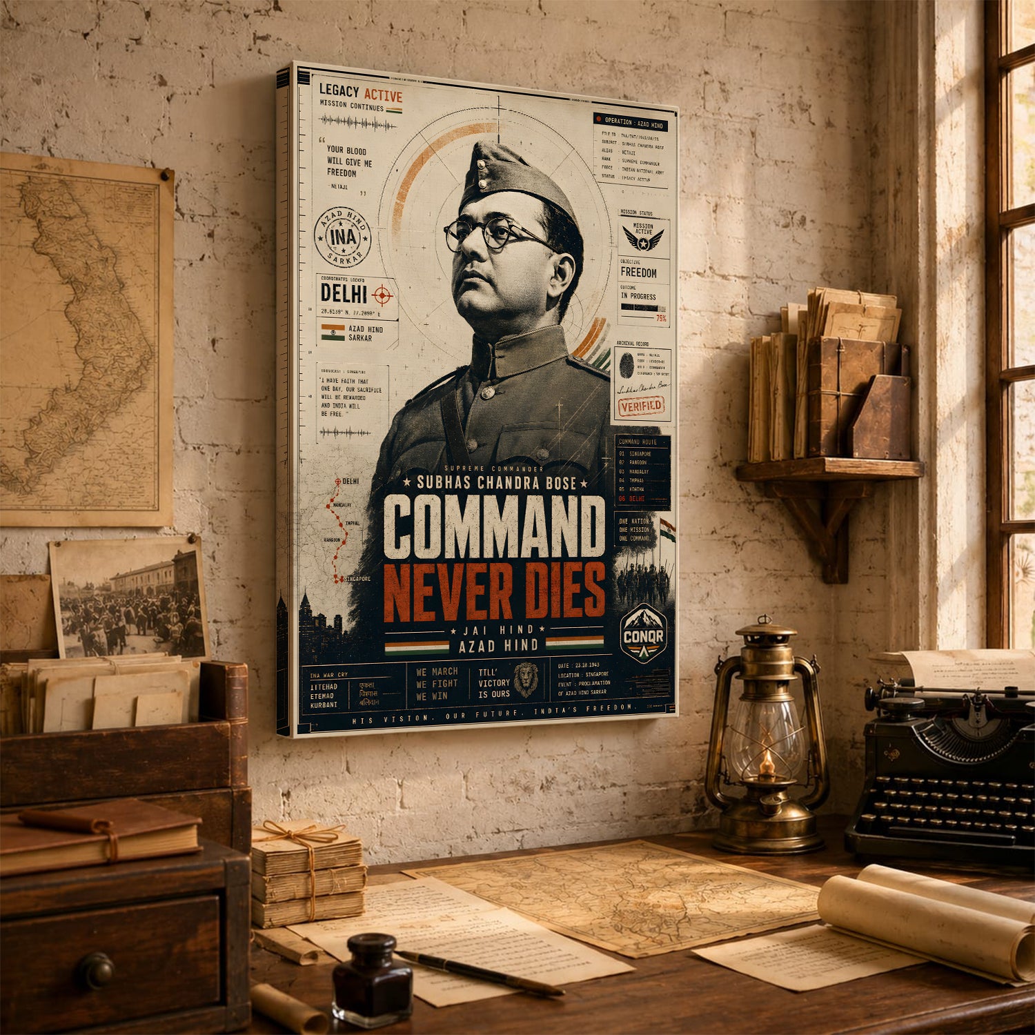Netaji Warrior Spirit Wall Art (CONQR-BHARAT-BOSE-008)