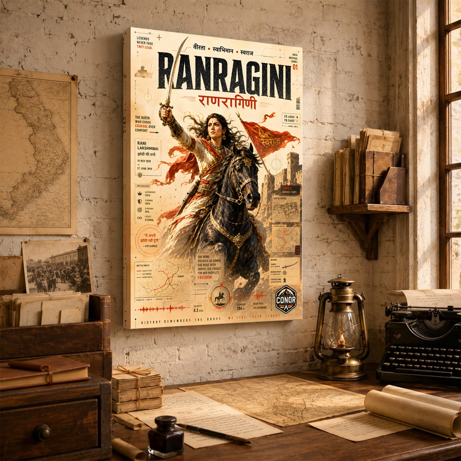 Ranragini Vintage Wall Art (CONQR-LAXMIBAI-010)
