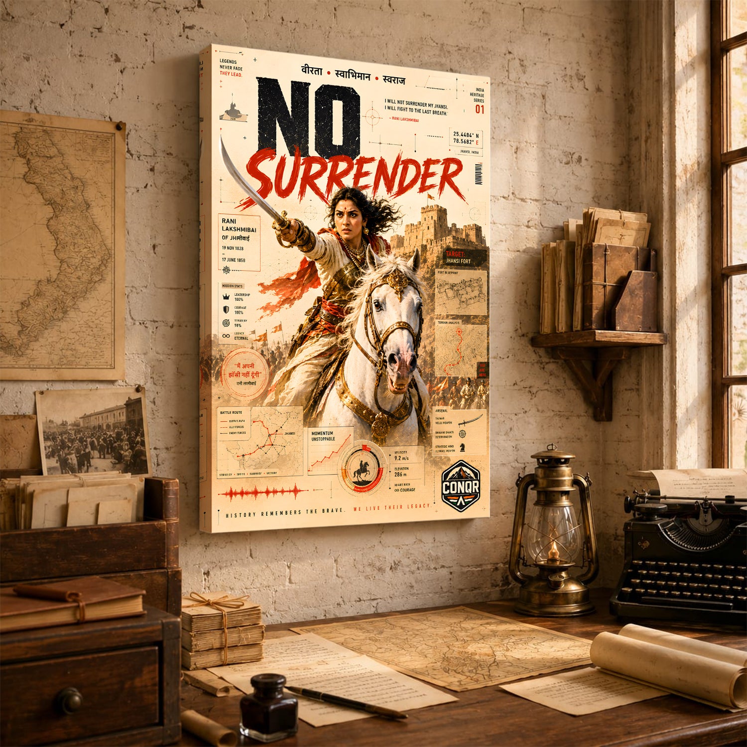 No Surrender Rani Lakshmibai Wall Art (CONQR-LAXMIBAI-003)