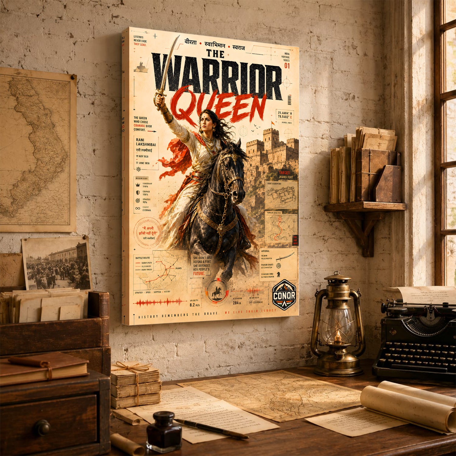 Warrior Queen Vintage Wall Art (CONQR-LAXMIBAI-004)