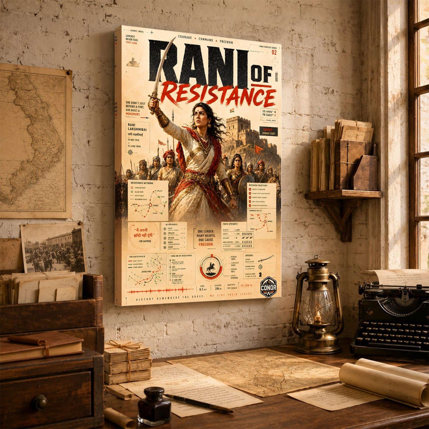 Rani of Resistance Vintage Wall Art (CONQR-LAXMIBAI-007)