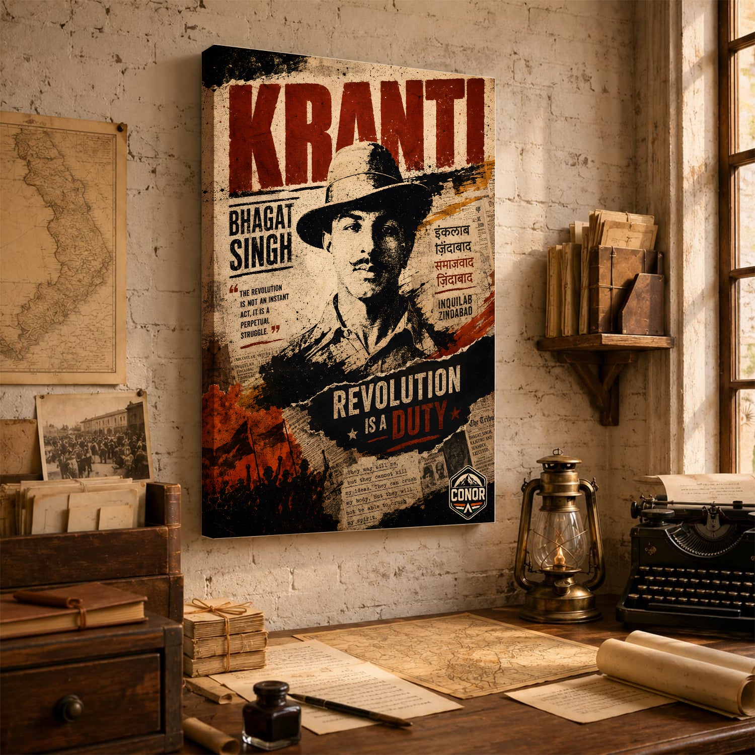 Bhagat Singh Patriot Mindset Wall Art (CONQR-BHART-BHAGAT-006)