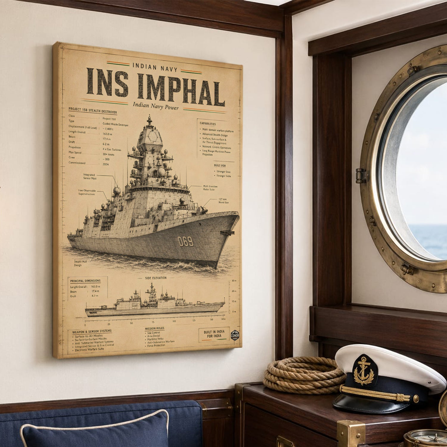 Vintage INS Imphal Navy Wall Art (CONQR-BHARAT-NAVY-019)