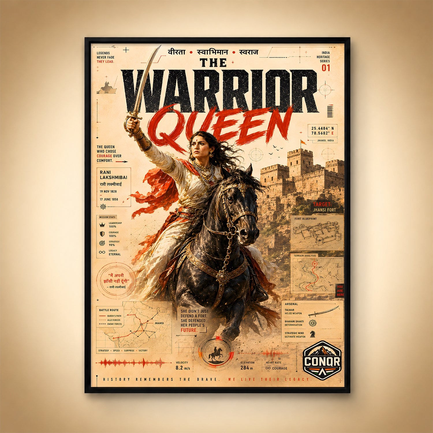 Warrior Queen Vintage Wall Art (CONQR-LAXMIBAI-004)