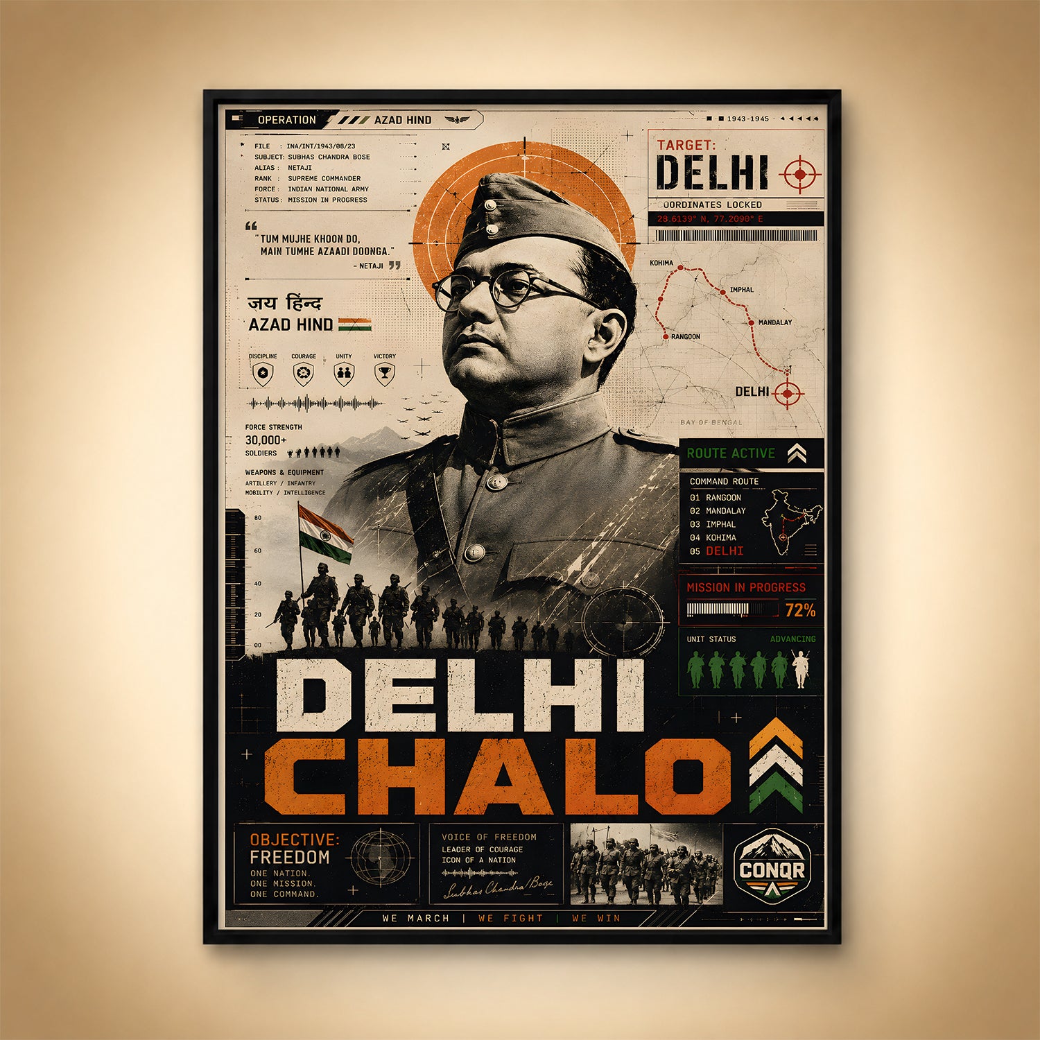 Dilli Chalo Netaji Wall Art (CONQR-BHARAT-BOSE-003)