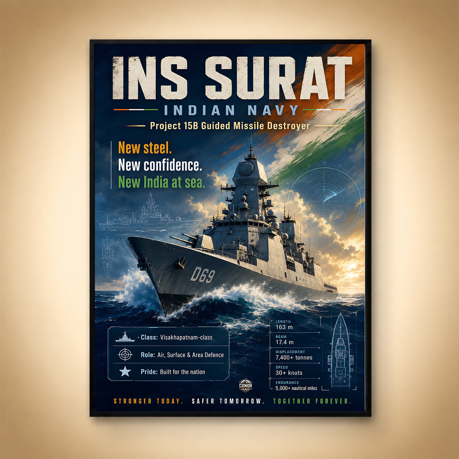 INS Surat Navy Wall Art (CONQR-BHARAT-NAVY-007)