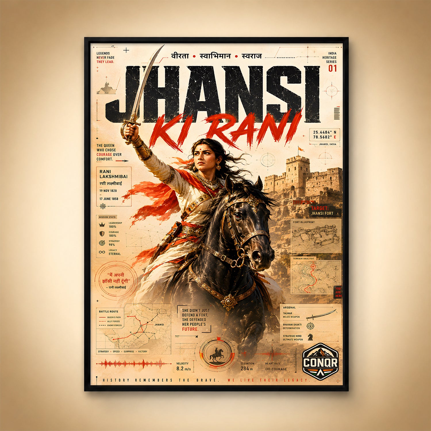 Jhansi Ki Rani Wall Art (CONQR-LAXMIBAI-001)