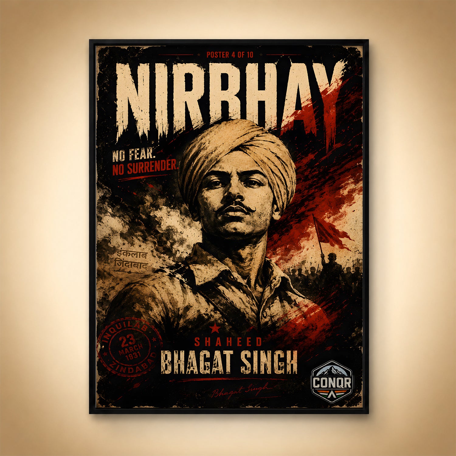 Bhagat Singh Freedom Warrior Wall Art (CONQR-BHART-BHAGAT-004)