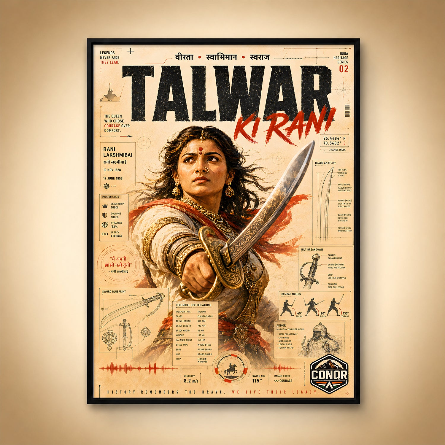 Talwar Ki Rani Wall Art (CONQR-LAXMIBAI-006)
