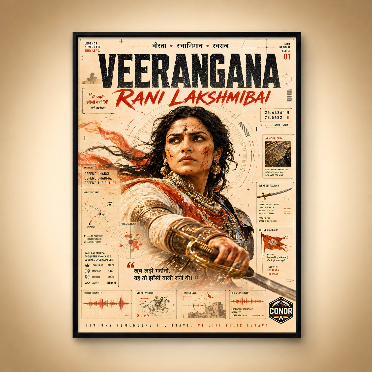 Veerangana Rani Lakshmibai Wall Art (CONQR-LAXMIBAI-002)