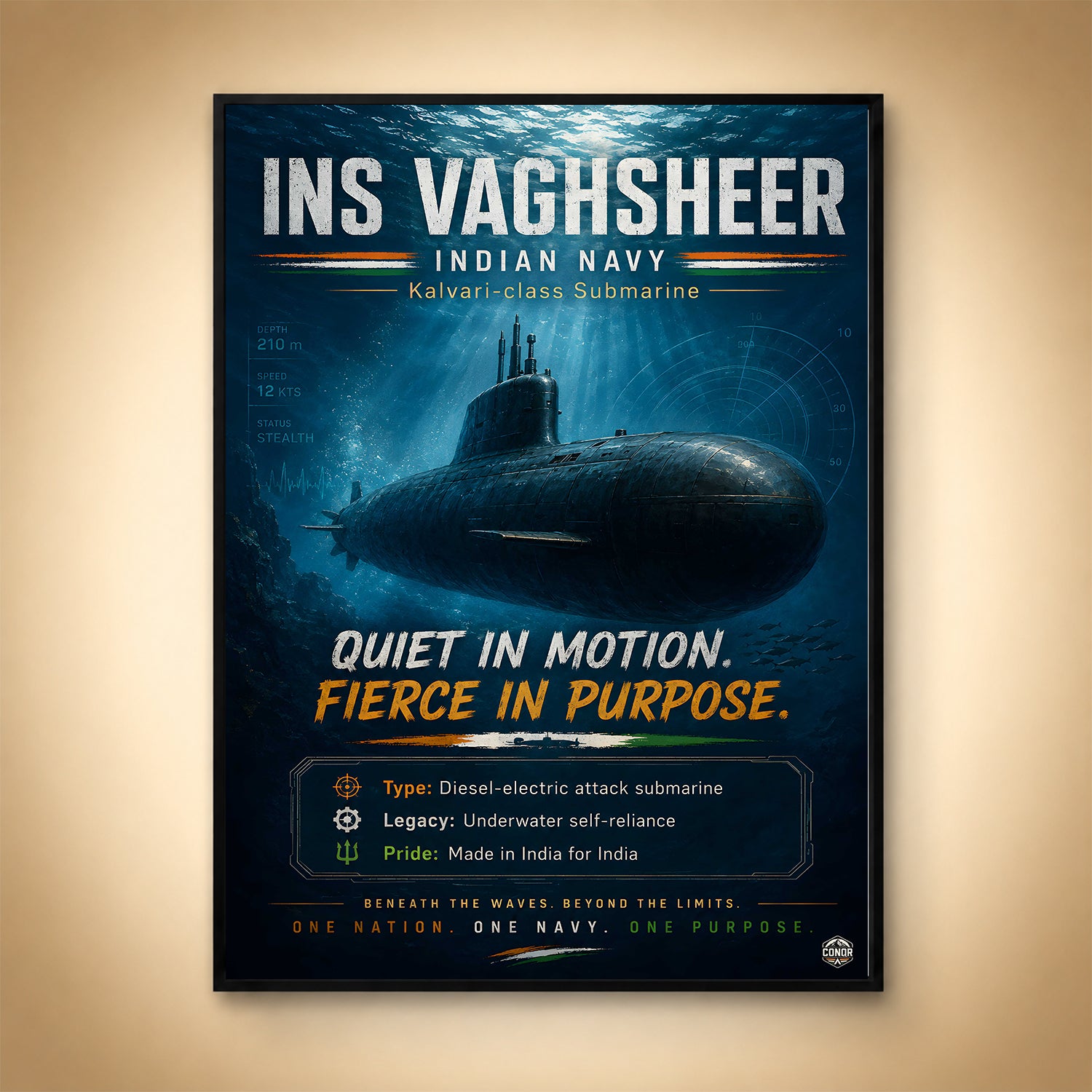 INS Vagsheer Submarine Wall Art (CONQR-BHARAT-NAVY-010)