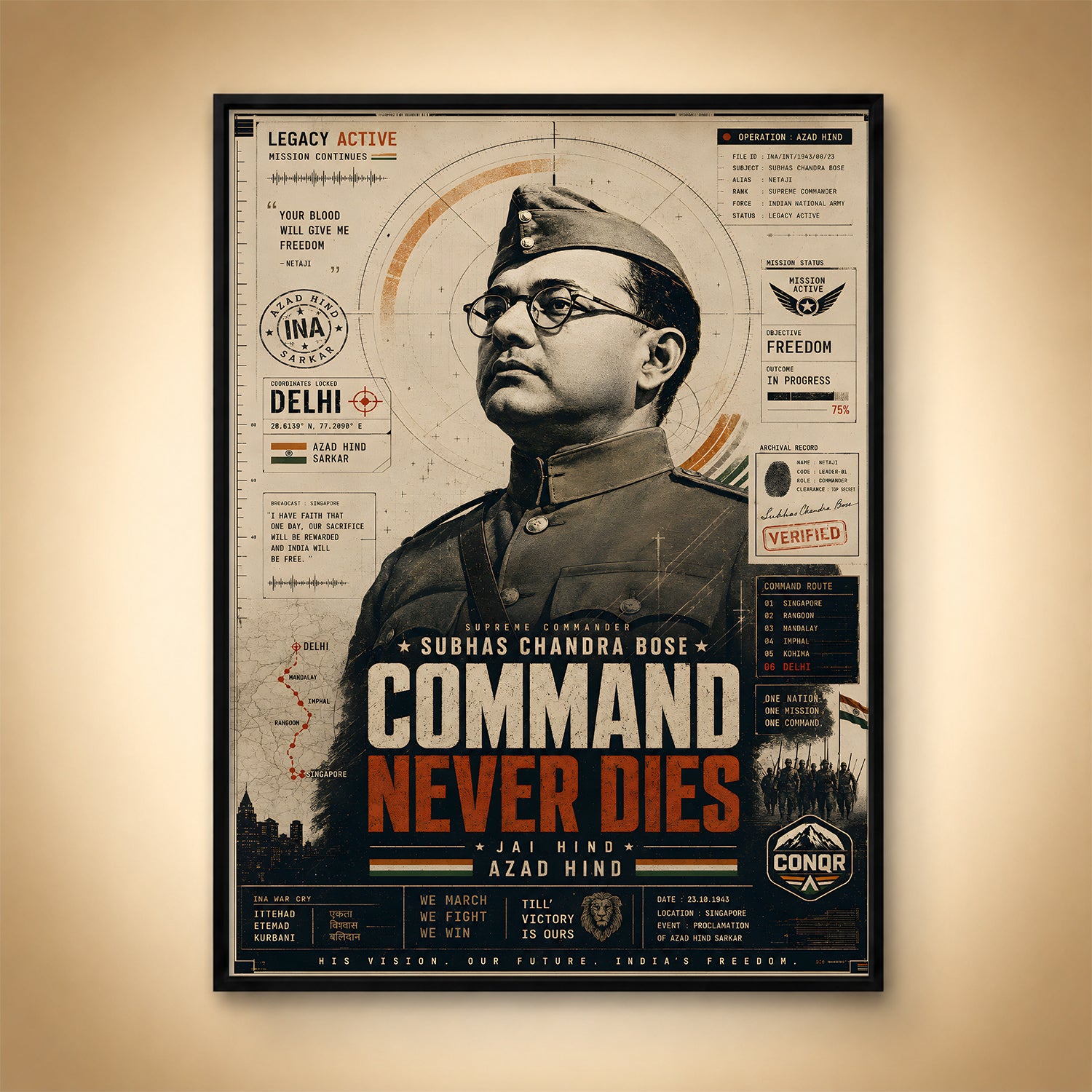 Netaji Warrior Spirit Wall Art (CONQR-BHARAT-BOSE-008)