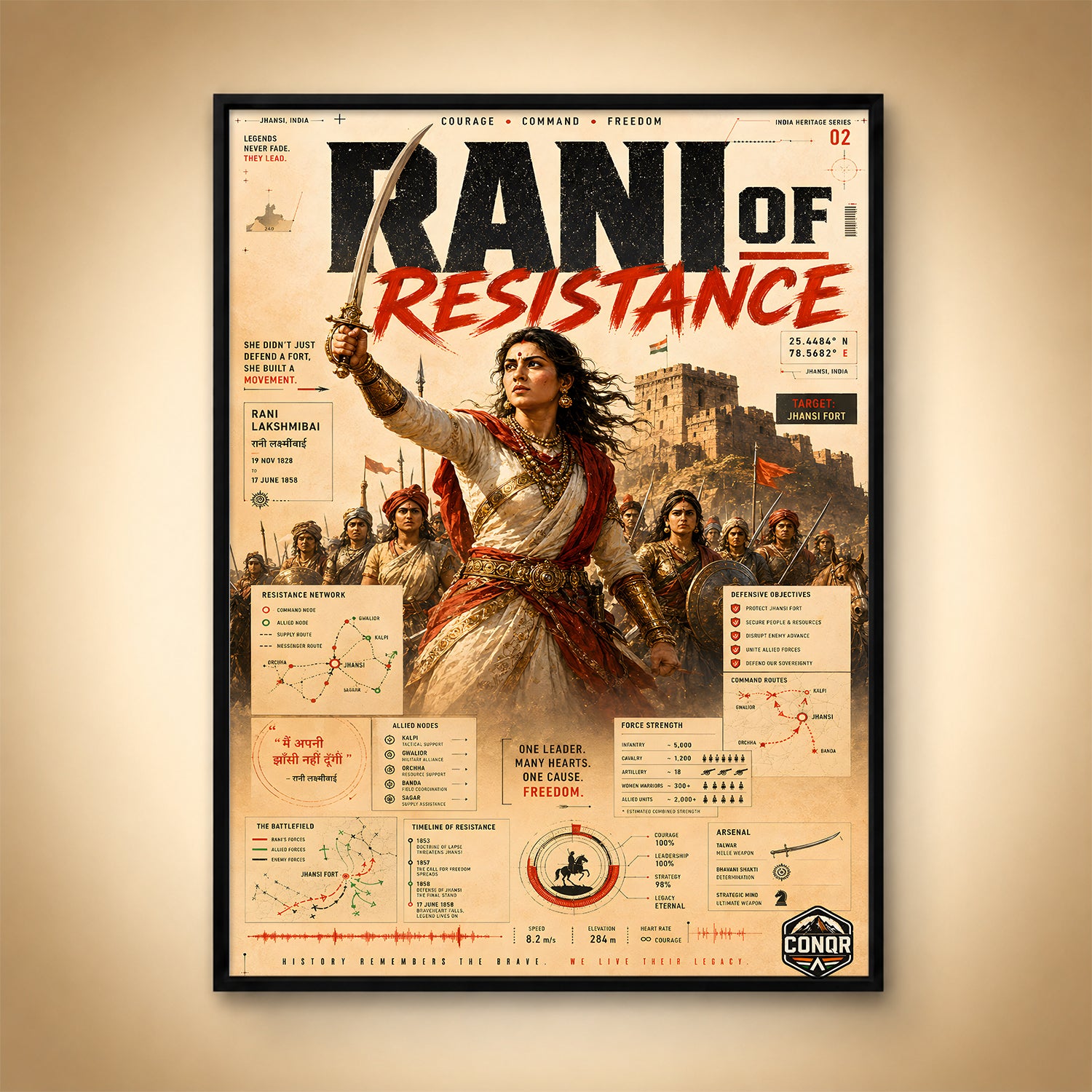 Rani of Resistance Vintage Wall Art (CONQR-LAXMIBAI-007)
