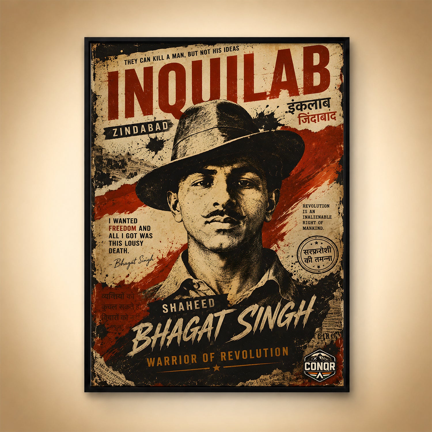 Shaheed Bhagat Singh Courage Wall Art (CONQR-BHART-BHAGAT-001)
