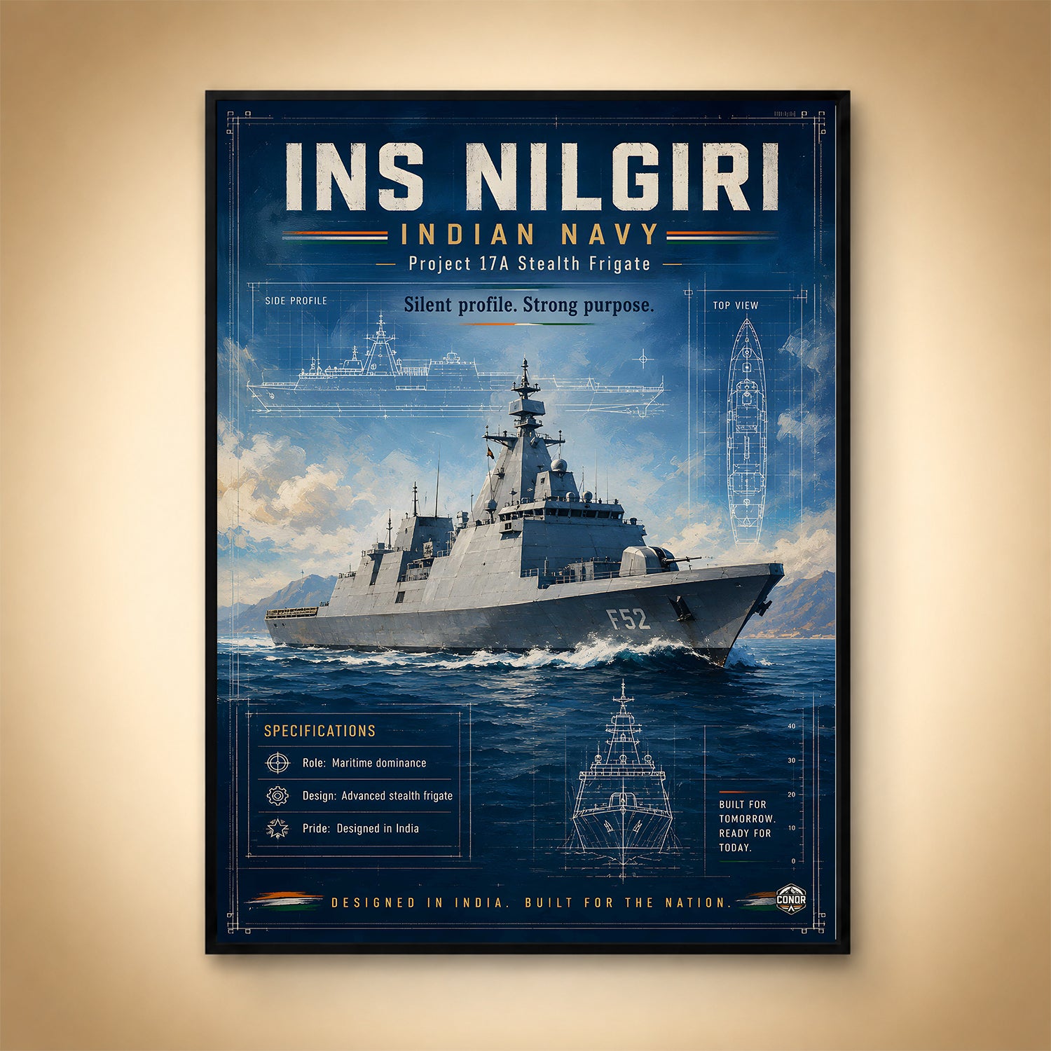 INS Nilgiri Frigate Wall Art (CONQR-BHARAT-NAVY-008)