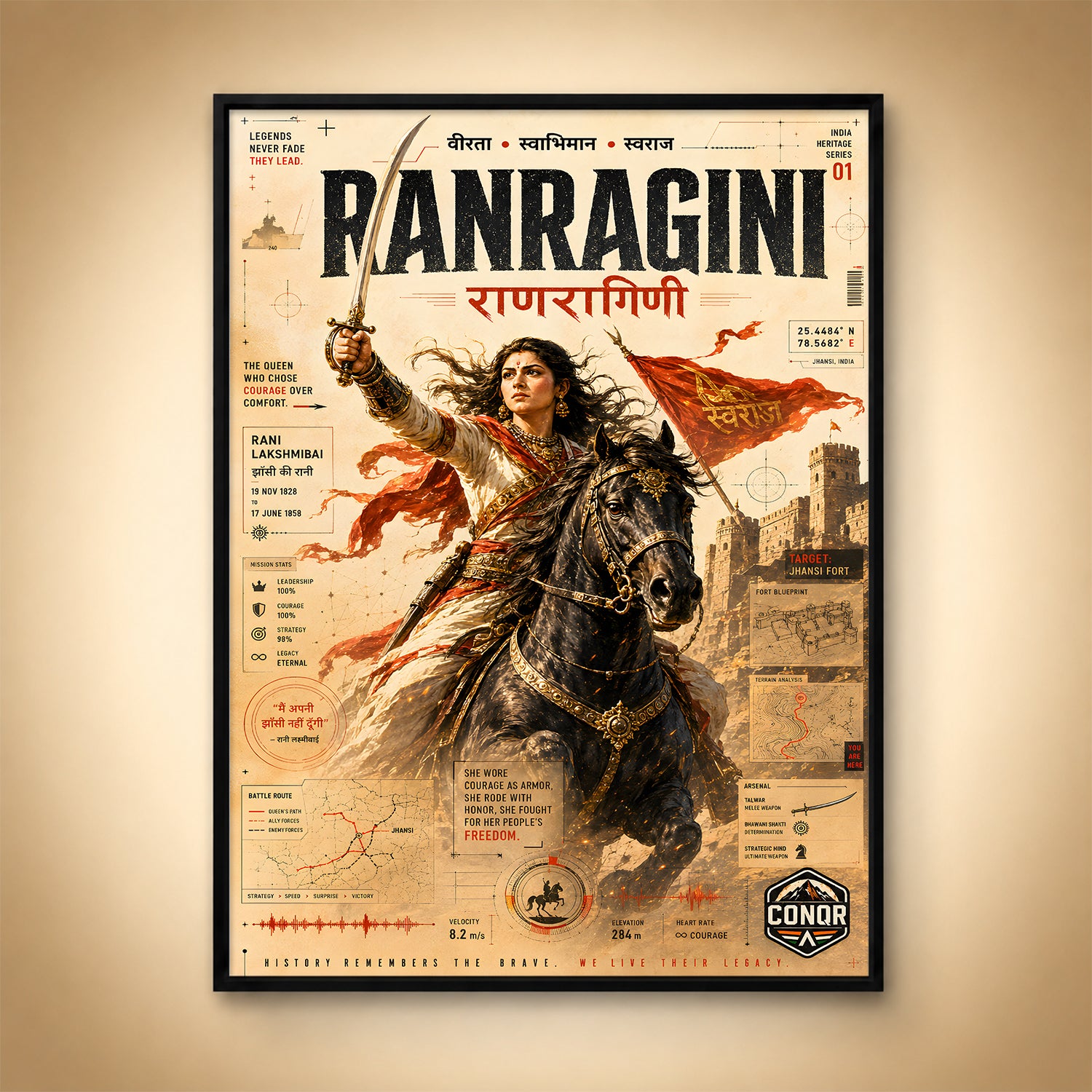 Ranragini Vintage Wall Art (CONQR-LAXMIBAI-010)