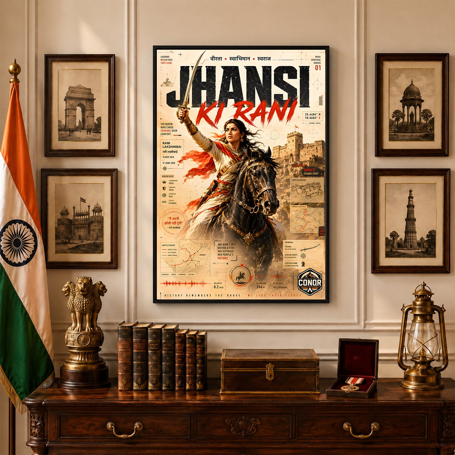 Jhansi Ki Rani Wall Art (CONQR-LAXMIBAI-001)