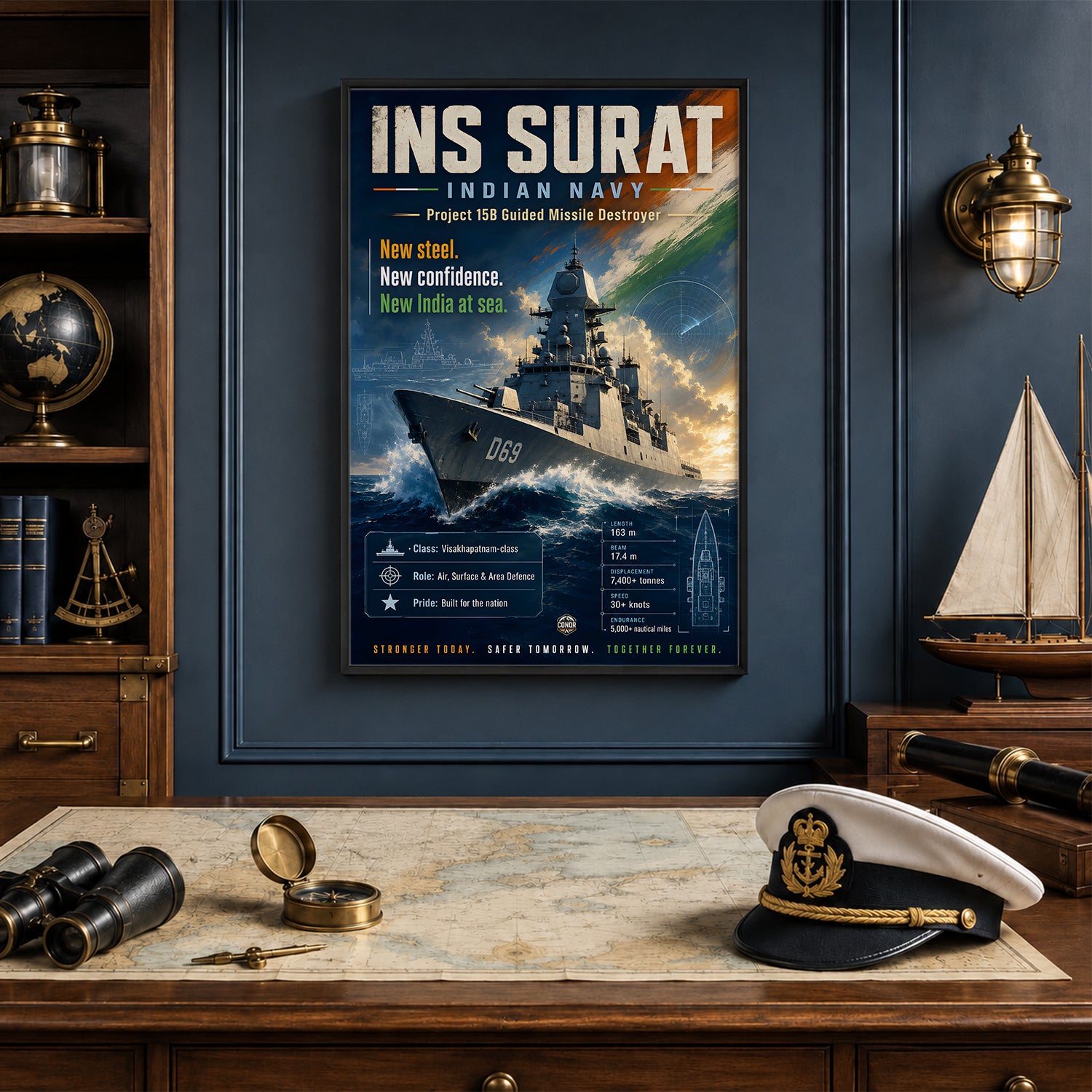 INS Surat Navy Wall Art (CONQR-BHARAT-NAVY-007)