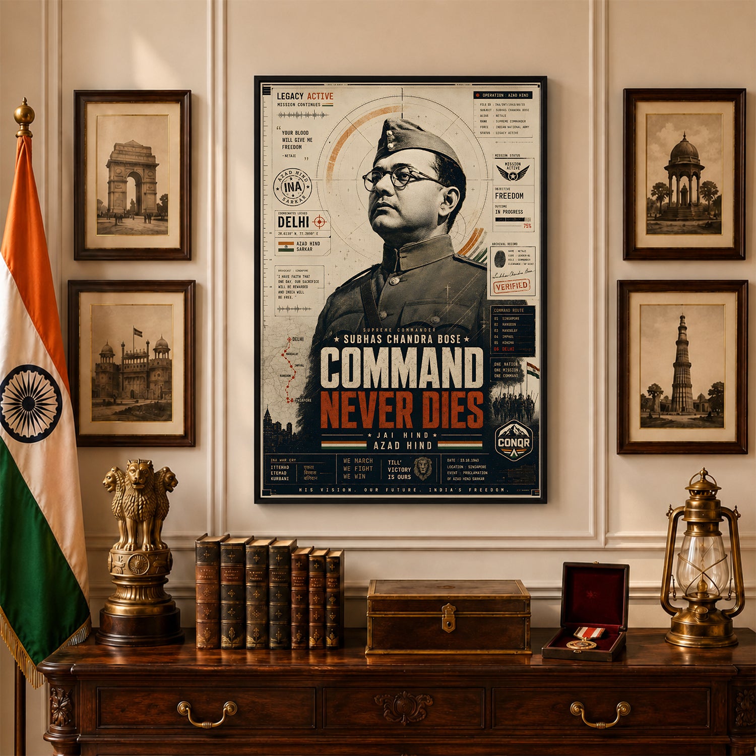 Netaji Warrior Spirit Wall Art (CONQR-BHARAT-BOSE-008)