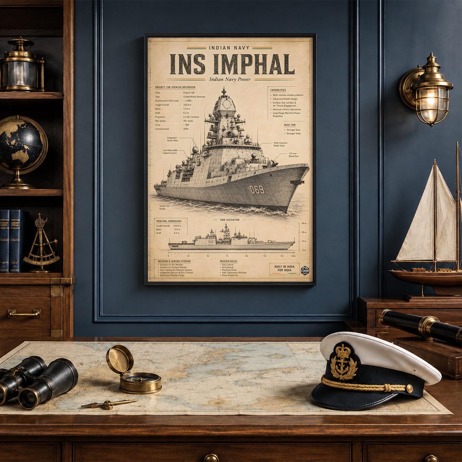 Vintage INS Imphal Navy Wall Art (CONQR-BHARAT-NAVY-019)