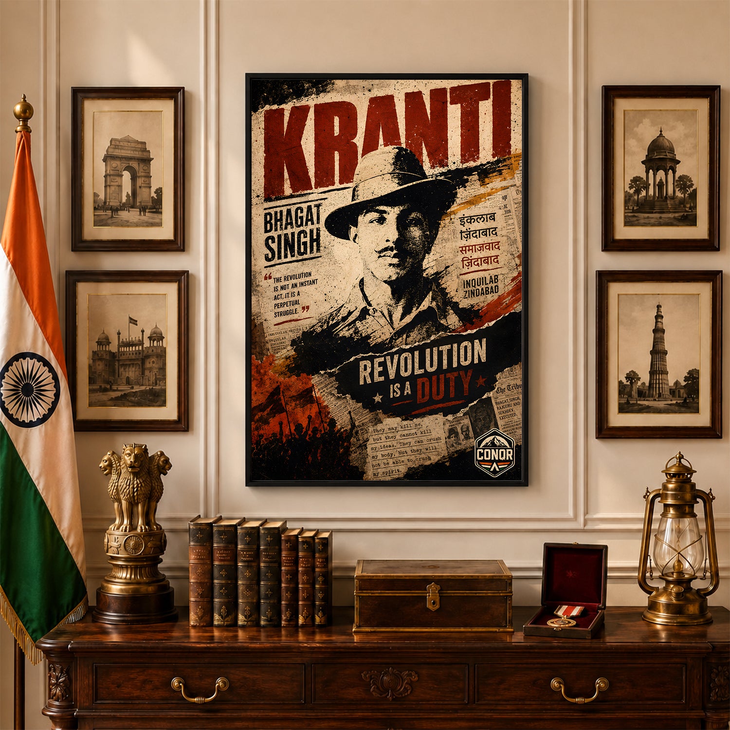Bhagat Singh Patriot Mindset Wall Art (CONQR-BHART-BHAGAT-006)