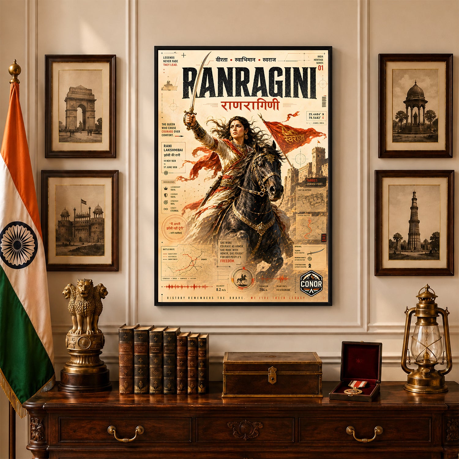Ranragini Vintage Wall Art (CONQR-LAXMIBAI-010)