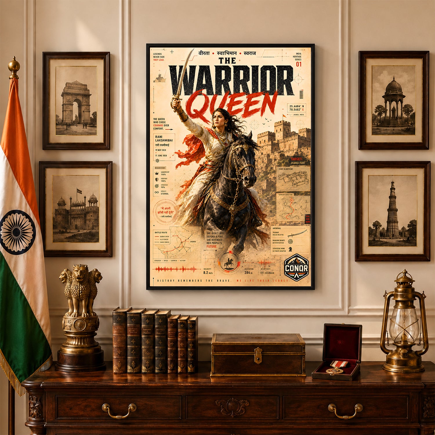 Warrior Queen Vintage Wall Art (CONQR-LAXMIBAI-004)