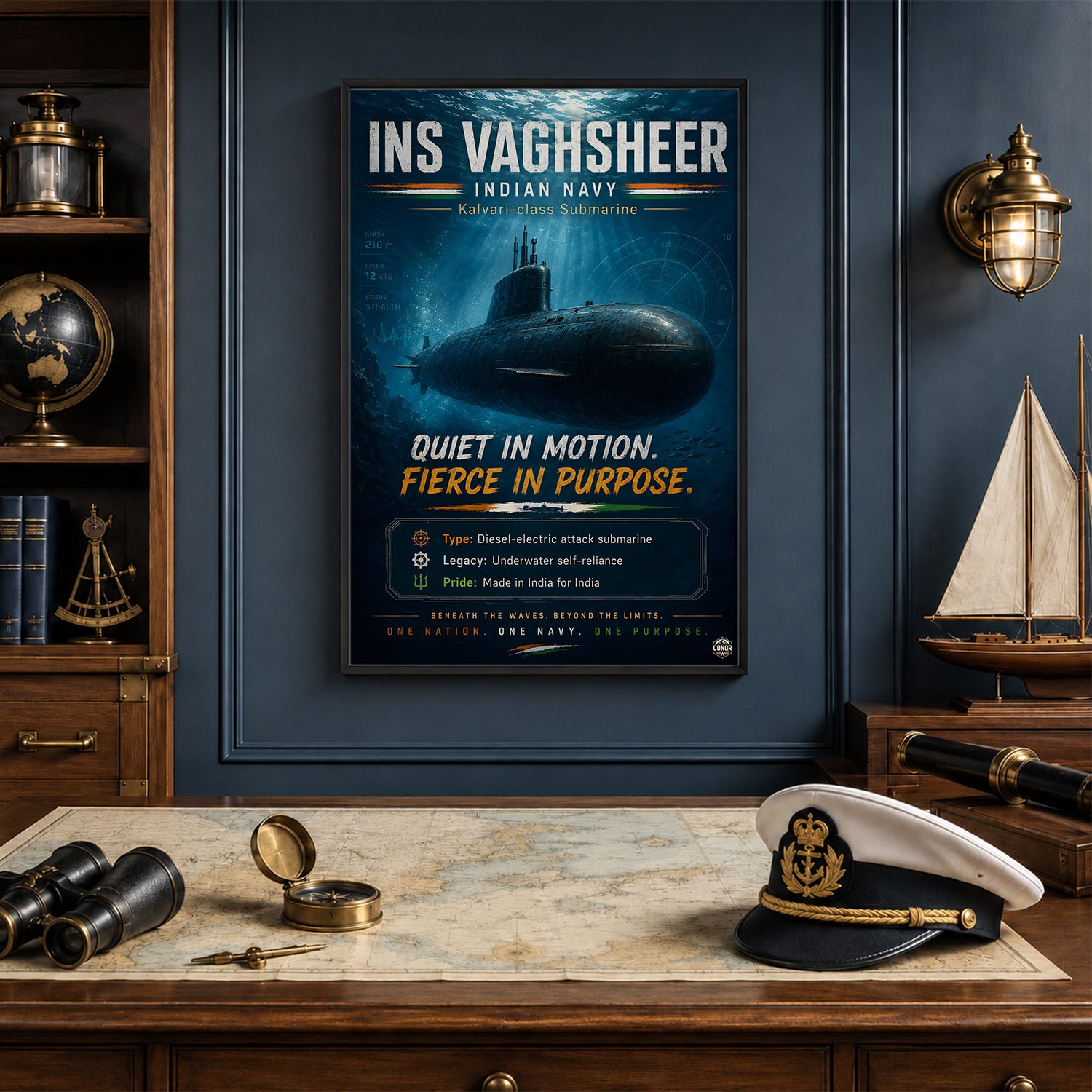 INS Vagsheer Submarine Wall Art (CONQR-BHARAT-NAVY-010)