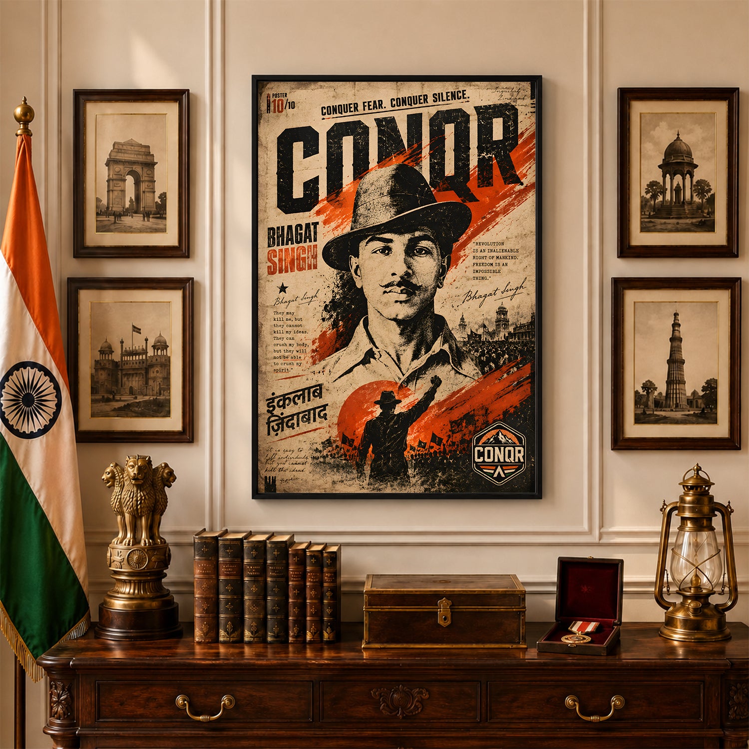 Bhagat Singh Eternal Flame Wall Art (CONQR-BHART-BHAGAT-010)