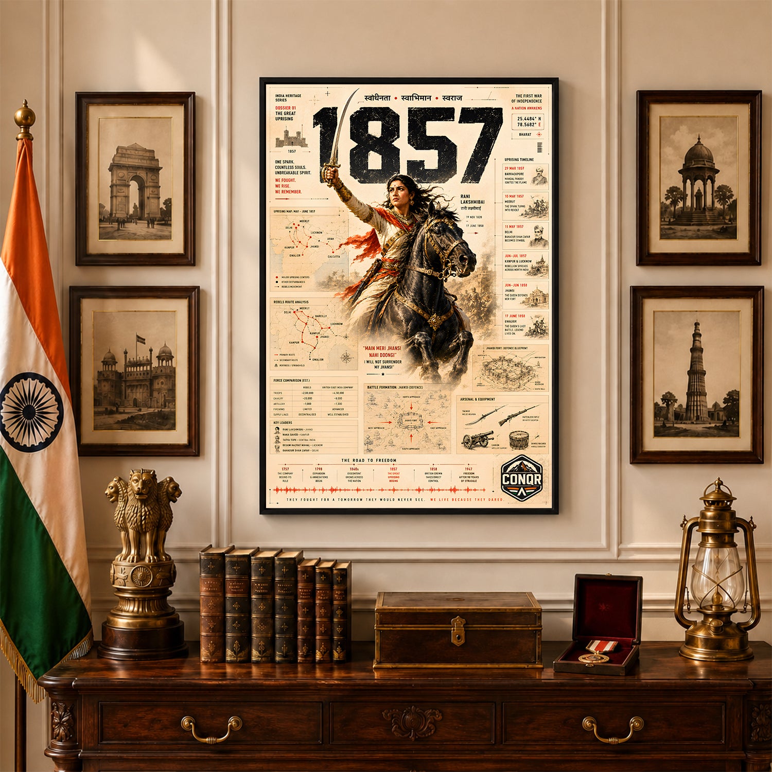 1857 Uprising Vintage Wall Art (CONQR-LAXMIBAI-005)