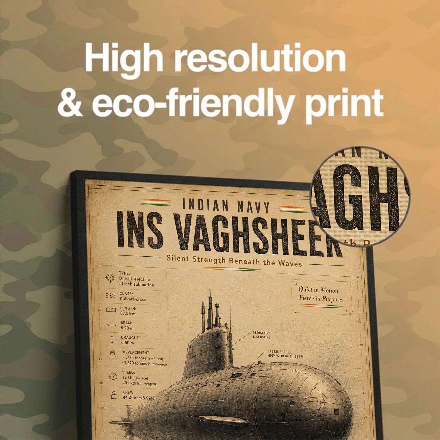 Vintage INS Vaghsheer Navy Wall Art (CONQR-BHARAT-NAVY-015)
